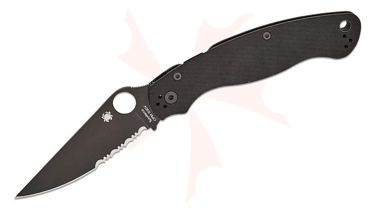 Spyderco Military 2 Compression Lock Folding Knife 4 inch S30V Black DLC Combo Blade, Black G10 Handles