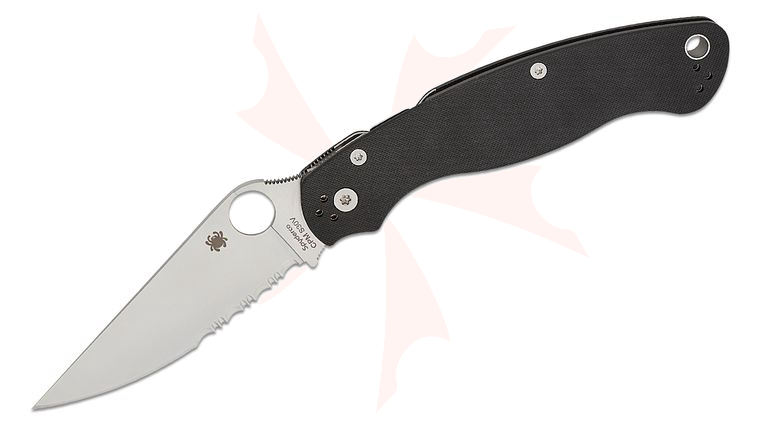 Spyderco Military 2 Compression Lock Folding Knife 4 inch S30V Satin Combo Blade, Black G10 Handles