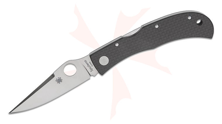 Spyderco Jess Horn Distributor Exclusive Lockback Folding Knife 3.19 inch CPM-CruWear Satin Drop Point Blade, Smooth Carbon Fiber Handles