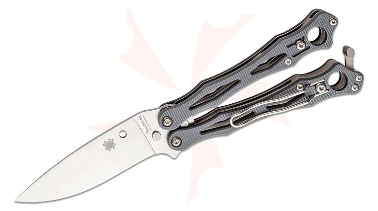 Spyderco Smallfly 2 Balisong Butterfly Knife 3.37 inch CPM-CruWear Drop Point Blade, Gray G10 Handles