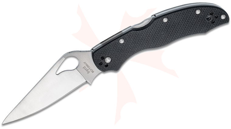 Spyderco Byrd Harrier 2 Folding Knife 3.32 inch Satin Plain Blade, Black G10 Handles