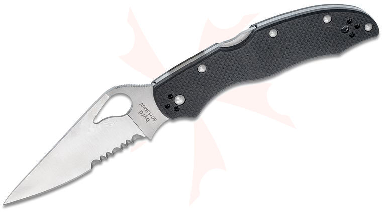 Spyderco Byrd Harrier 2 Folding Knife 3.32 inch Satin Combo Blade, Black G10 Handles