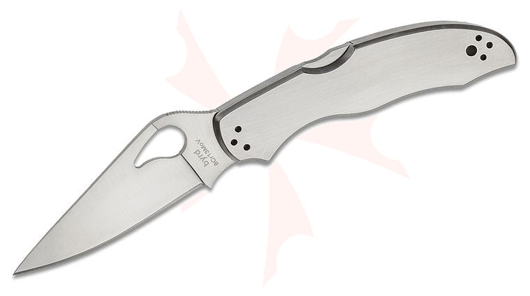 Spyderco Byrd Harrier 2 Folding Knife 3.36 inch Satin Plain Blade, Stainless Steel Handles
