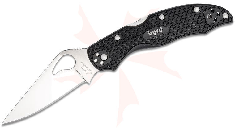 Spyderco Byrd Harrier 2 Folding Knife 3.36 inch Satin Plain Blade, Black FRN Handles