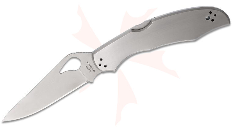 Spyderco Byrd BY03P2 Cara Cara 2 Folding Knife 3-3/4 inch Plain Flat-Ground Blade, Stainless Steel Handles