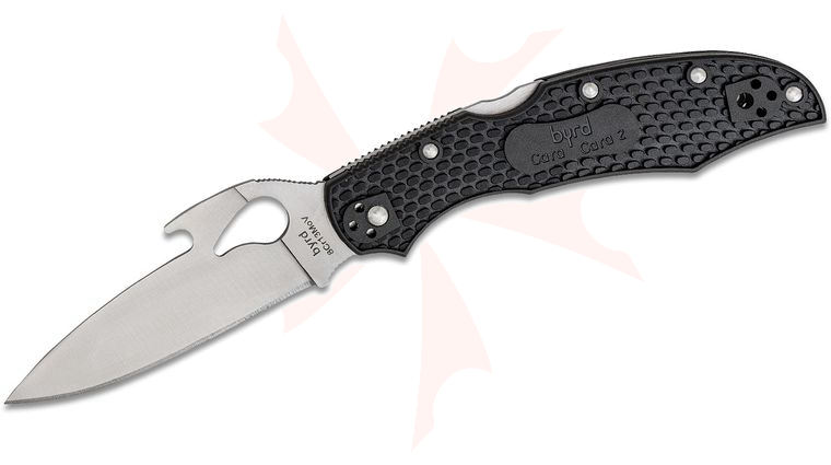 Spyderco Byrd Cara Cara 2 Emerson Opener Folding Knife 3.75 inch Satin Plain Blade with Wave, Black FRN Handles