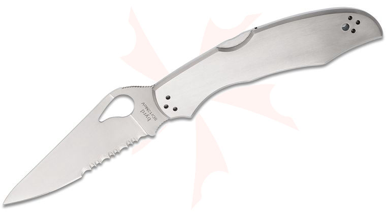 Spyderco Byrd BY03PS2 Cara Cara 2 Folding Knife 3-3/4 inch Combo Flat-Ground Blade, Stainless Steel Handles