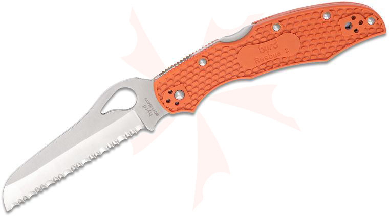 Spyderco Byrd BY17SOR2 Cara Cara 2 Rescue Folding Knife 3.93 inch Serrated Blade, Orange FRN Handles