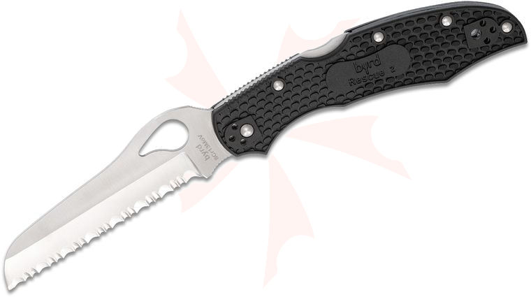 Spyderco Byrd BY17SBK2 Cara Cara Rescue 2 Knife 4 inch Serrated Blade, Black FRN Handles