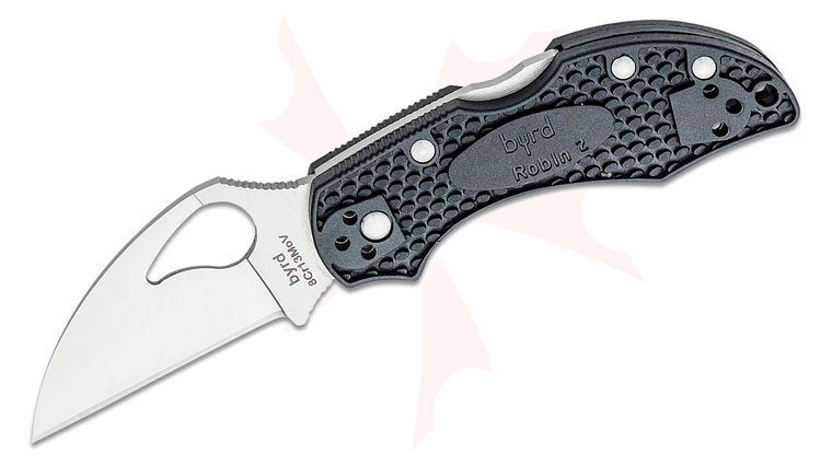 Spyderco Byrd Robin 2 Lightweight Folding Knife 2.35 inch Satin Plain Wharncliffe Blade, Black FRN Handles