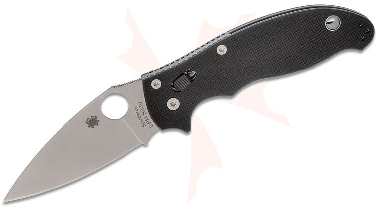 Spyderco Manix 2 Folding Knife 3-3/8 inch Satin S30V Plain Blade, G10 Handles C101GP2