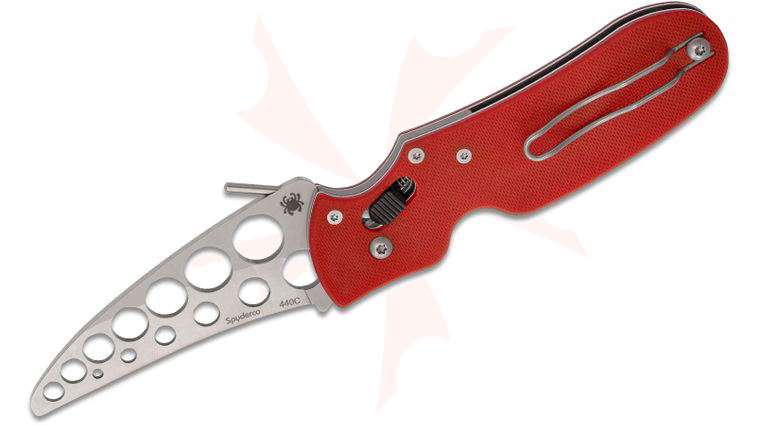 Spyderco P'Kal Trainer Folding Knife 2.95 inch Unsharpened Blade, Red G10 Handles (Pikal)