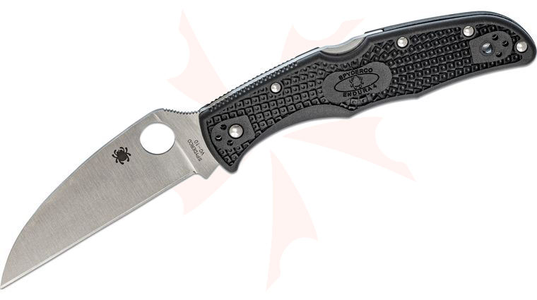 Spyderco Endura 4 Wharncliffe Folding Knife 3.78 inch VG10 Satin Plain Blade, Black FRN Handles