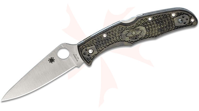 Spyderco Endura Flat Ground 3-3/4 inch VG10 Satin Plain Blade, Zome Green FRN Handles