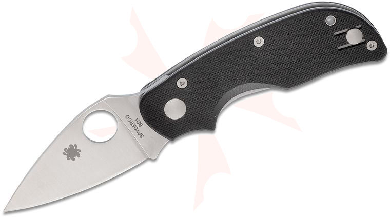 Spyderco Cat Folding Knife 2.44 inch CTS-BD1N Satin Plain Blade, Black G10 Handles