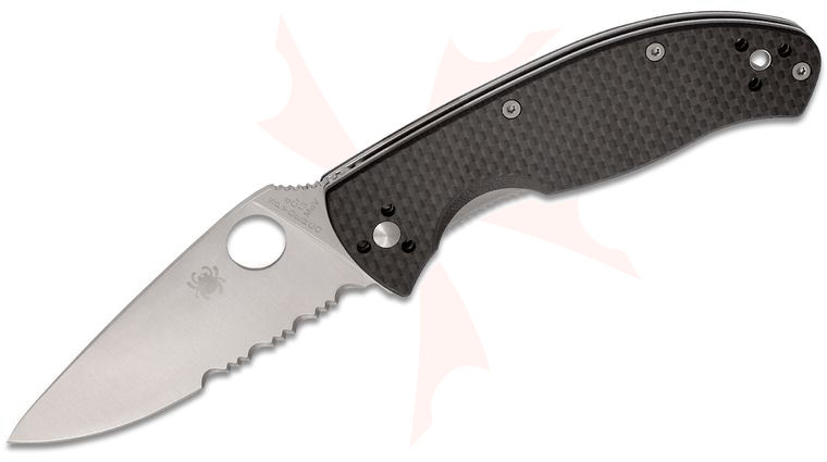 Spyderco Tenacious Distributor Exclusive Folding Knife 3.39 inch Satin Combo Blade, Carbon Fiber/G10 Laminate Handles