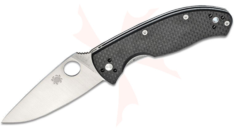Spyderco Tenacious Distributor Exclusive Folding Knife 3.39 inch Satin Plain Blade, Carbon Fiber/G10 Laminate Handles