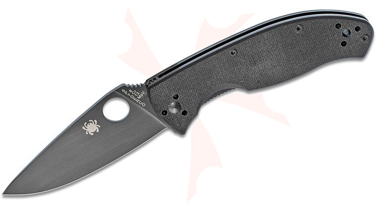 Spyderco Tenacious Folding Knife 3.38 inch Black Plain Blade, G10 Handles