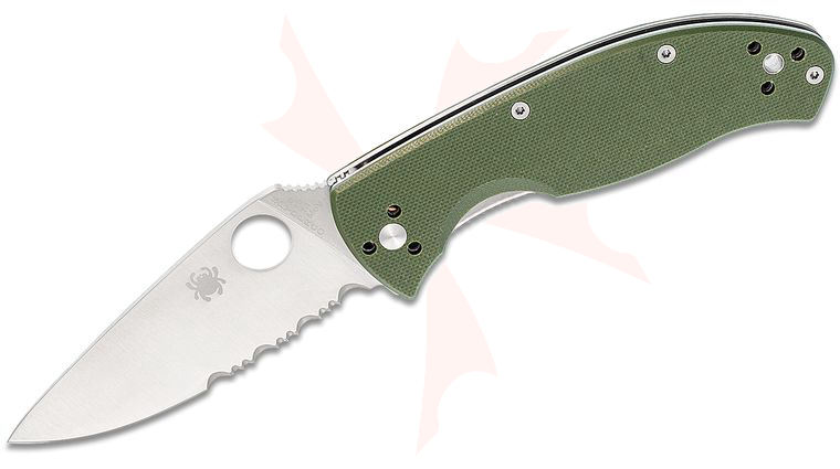 Spyderco Tenacious Distributor Exclusive Folding Knife 3-3/8 inch Combo Blade, Foliage Green G10 Handles