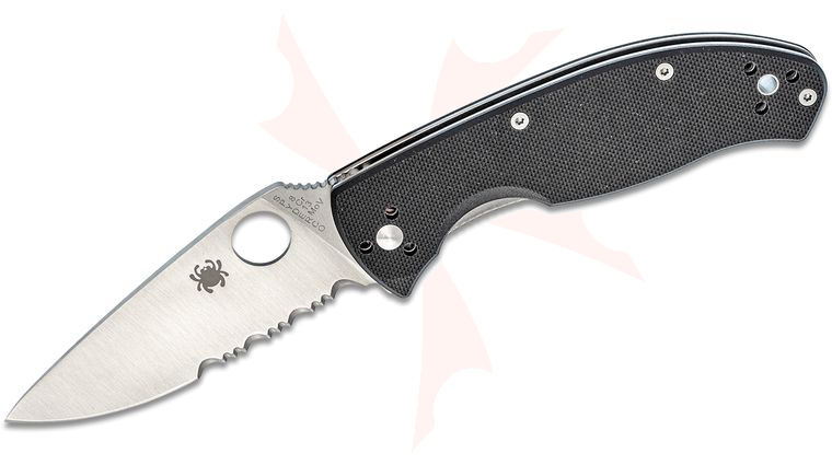 Spyderco Tenacious Folding Knife 3-3/8 inch Combo Blade, G10 Handles