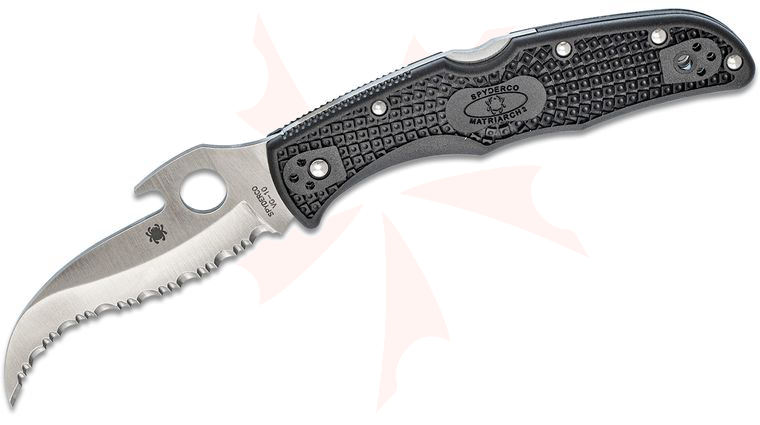 Spyderco Matriarch 2 Lightweight Emerson Opener Folding Knife 3.57 inch VG10 Serrated Blade with Wave, Black FRN Handles