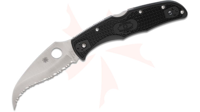 Spyderco Matriarch2 Folding Knife 3-5/8 inch VG10 Satin Serrated Blade, Black FRN Handles