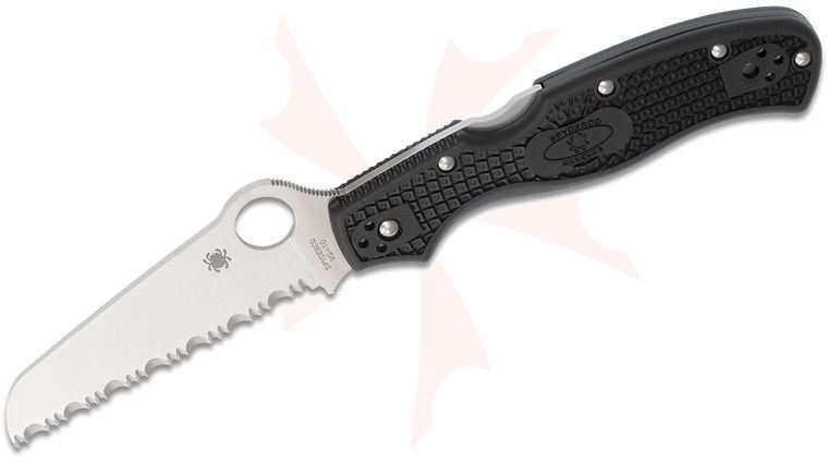 Spyderco Rescue 3 Folding Knife 3.57 inch VG10 Satin Serrated Blade, Black FRN Handles