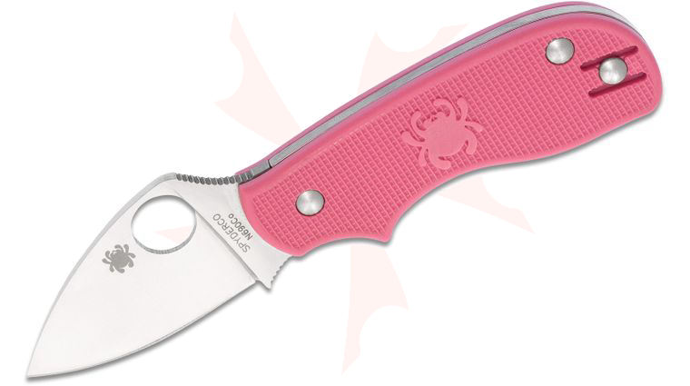 Spyderco Squeak Folding Knife 2 inch Plain N690CO Blade, Pink FRN Handles