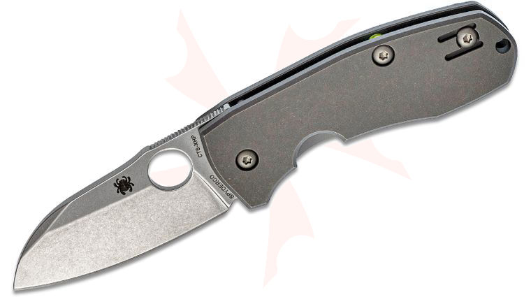 Spyderco Marcin Slysz Techno 2 Folding Knife 2.55 inch CTS-XHP Stonewashed Plain Blade, Titanium Handles