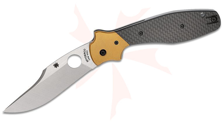 Spyderco Ed Schempp Bowie Folder 3.72 inch S30V Plain Blade, Carbon Fiber Handles