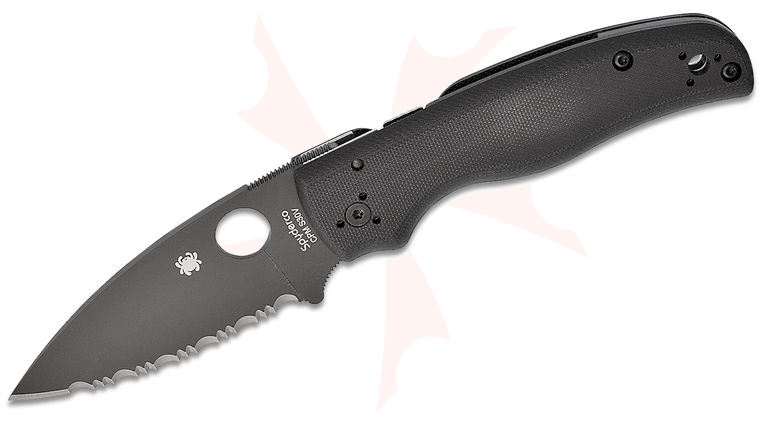 Spyderco Shaman Folding Knife 3.58 inch S30V Black Serrated Blade, Matte G10 Handles