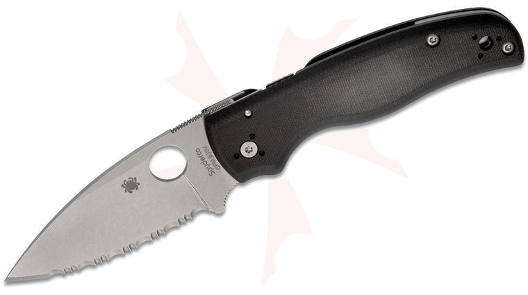 Spyderco Shaman Folding Knife 3.58 inch S30V Stonewashed Serrated Blade, Matte G10 Handles