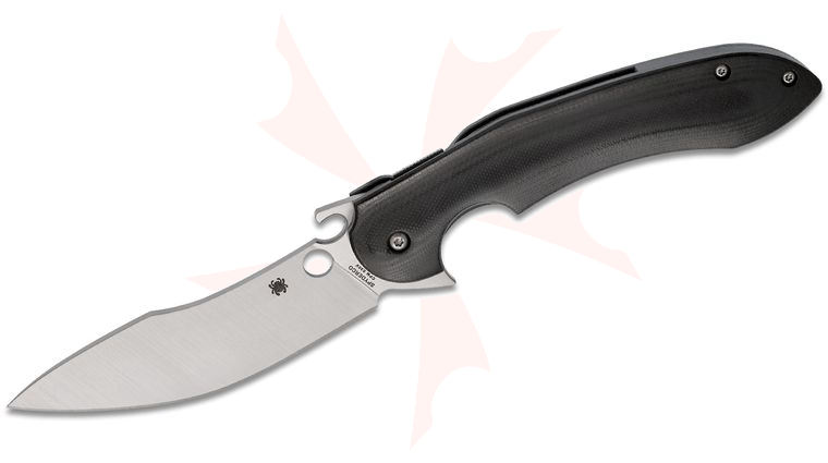 Spyderco Javier Vogt Tropen Flipper Knife 4.02 inch S30V Satin Plain Blade, Polished Black G10 Handles