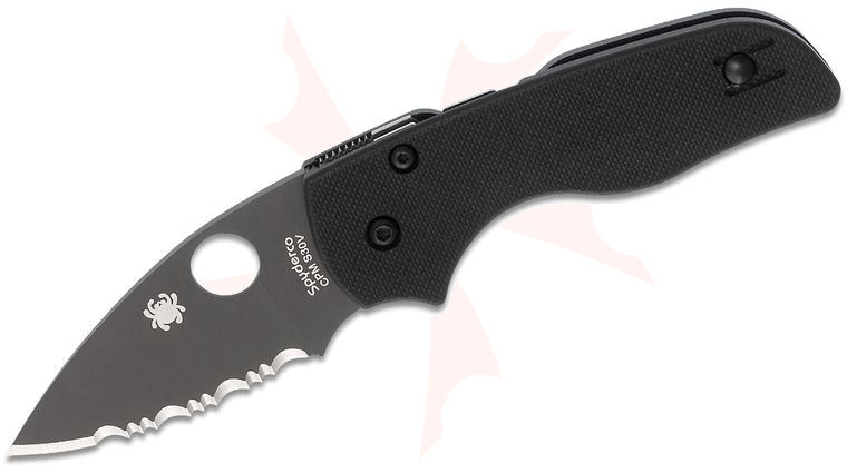 Spyderco Lil' Native Compression Lock Folding Knife 2.47 inch CPM-S30V Black Serrated Blade, Black G10 Handles