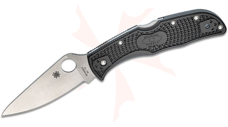 Spyderco Endela Lightweight Folding Knife 3.41 inch VG10 Satin Plain Blade, Black FRN Handles