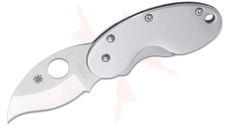 Spyderco Cricket Folding Knife 1-7/8 inch VG10 Satin Plain Blade, Stainless Steel Handles