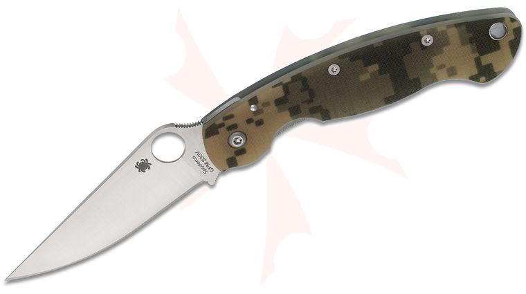 Spyderco Military Folding Knife 4 inch S30V Satin Plain Blade, Digital Camo G10 Handles