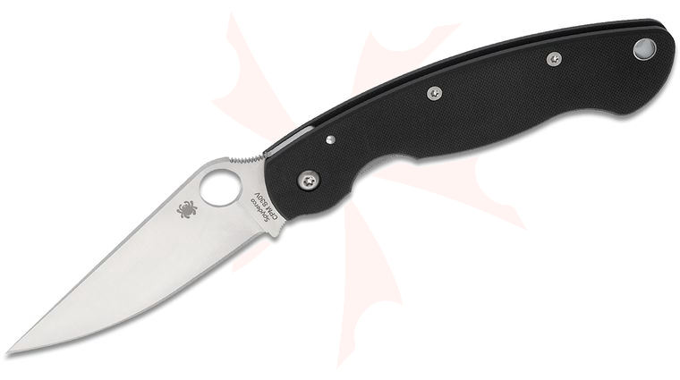 Spyderco Military Folding Knife 4 inch S30V Satin Plain Blade, Black G10 Handles