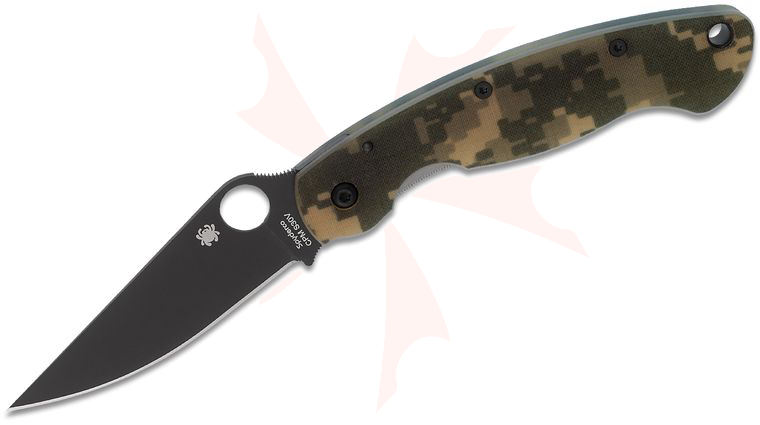 Spyderco Military Folding Knife 4 inch S30V Black Plain Blade, Digital Camo G10 Handles
