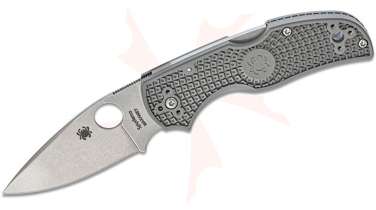 Spyderco Native 5 Lightweight Folding Knife 2.95 inch Maxamet Satin Plain Blade, Gray FRN Handles