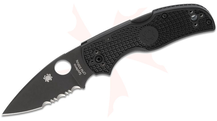 Spyderco Native 5 Folding Knife 3 inch S30V Black Combo Blade, Black FRN Handles