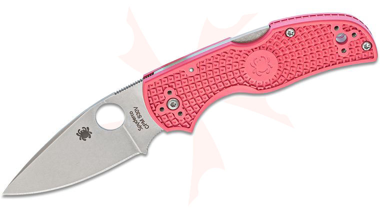 Spyderco Native 5 Folding Knife 3 inch S30V Satin Plain Blade, Pink FRN Handles