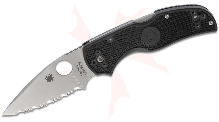 Spyderco Native 5 Folding Knife 3 inch S30V Satin Serrated Blade, Black FRN Handles