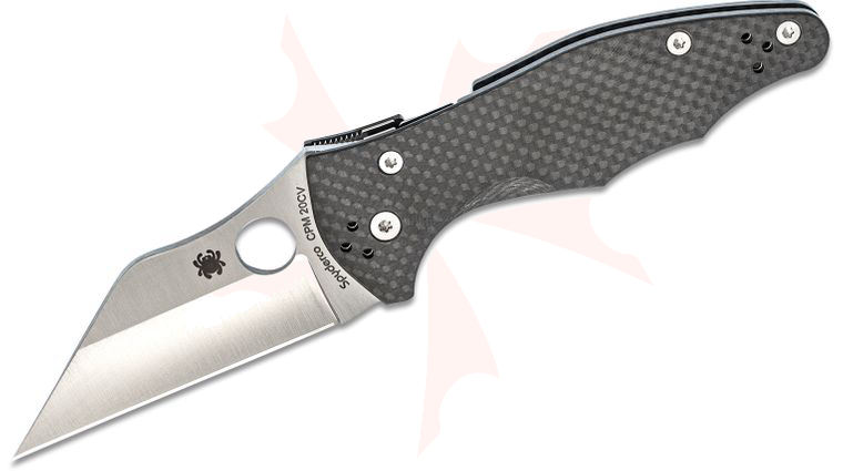 Spyderco Yojimbo 2 Folding Knife 3.125 inch CPM-20CV Satin Plain Blade, Carbon Fiber Handles