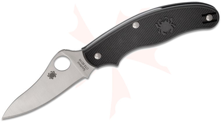 Spyderco UK Penknife 3 inch Plain Full Flat Ground CTS-BD1N Drop Point Blade, Black FRN Handles