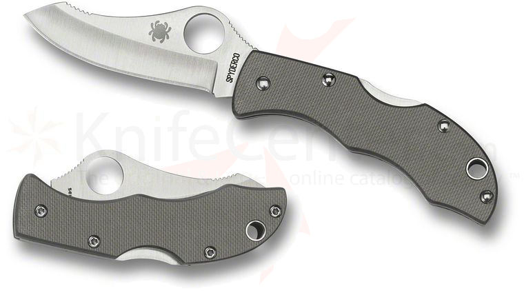 Spyderco JGGYP Jester (Sprint) Folding Knife 1.92 inch Plain Blade, Gray G10 Handles