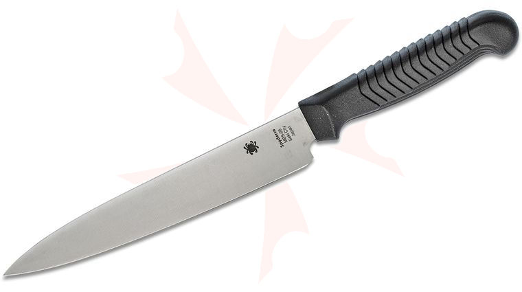 Spyderco Kitchen Utility Knife 6.5 inch Plain Blade, Black Polypropylene Handle
