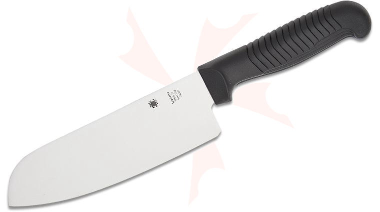 Spyderco Santoku Knife 7 inch Plain Blade, Black Polypropylene Handle