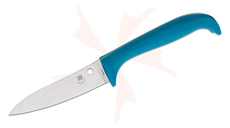 Spyderco Counter Critter Kitchen Knife 3.95 inch 7Cr17 Plain Blade, Blue Plastic Handle
