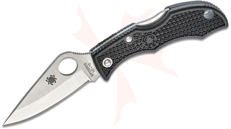 Spyderco Ladybug 3 Key Ring Knife 1.938 inch VG10 Satin Plain Blade, Black FRN Handles